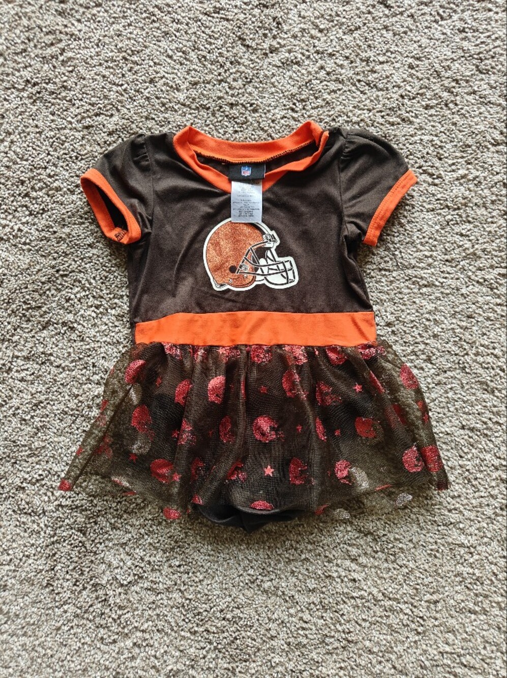 NFL Cleveland Browns Girls One Piece Tulle Skirt Dress Size 12-24 Months